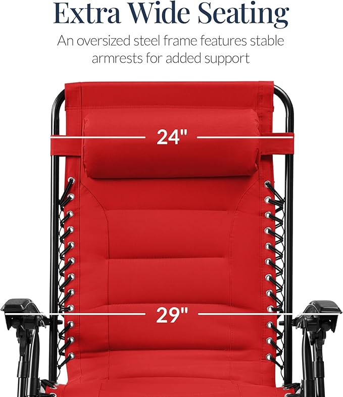 Best Choice Products Oversized Padded Zero Gravity Chair, Folding Outdoor Patio - Image 3