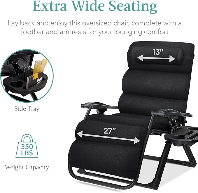 Best Choice Products Oversized Zero Gravity Chair, Folding Outdoor Patio - Image 7