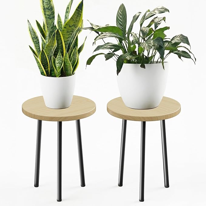 Plant Stand Indoor 14'': Indoor Plant Stand 2 Pack Metal Plant Table by SAKSUNFORYOU