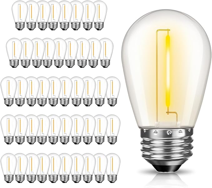 48 Pack LED S14 Replacement Light Bulbs, Shatterproof Outdoor 1 Watt to Replace by GvvooHome