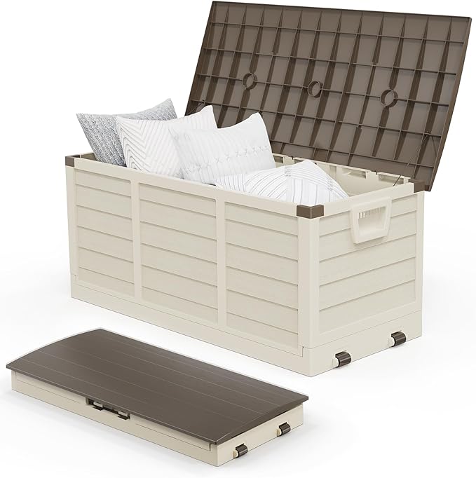 VINGLI 75 Gallon Collapsible Outdoor Storage Box, Simple-to-assemble Plastic by VINGLI