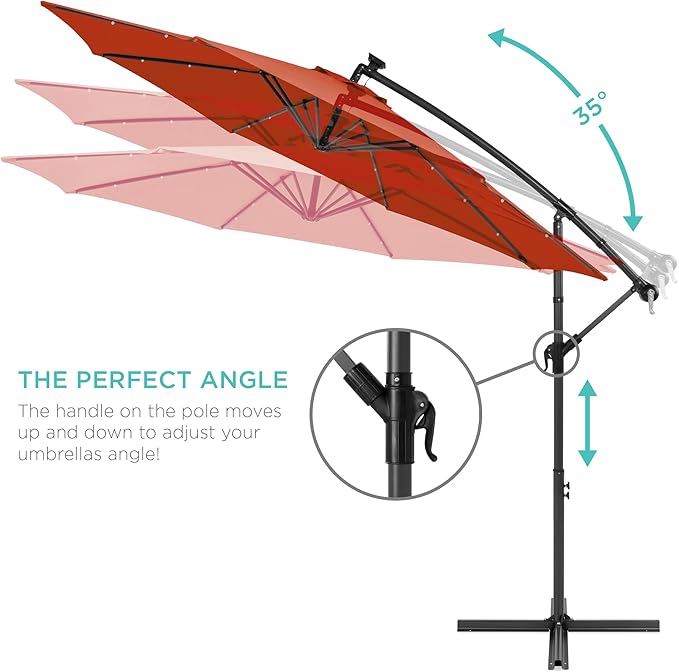 Best Choice Products 10ft Solar LED Offset Cantilever Hanging Market Patio - Image 4