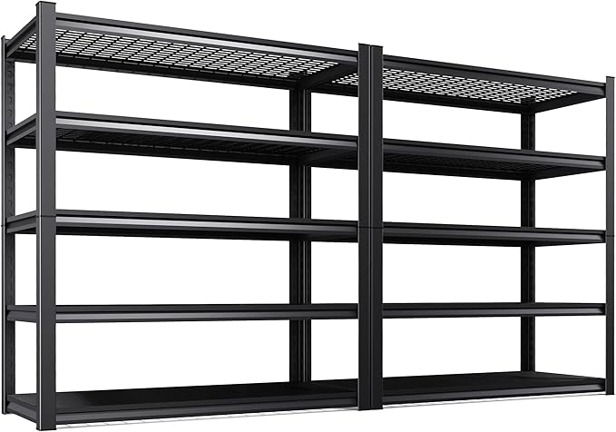 Set of 2 Garage Shelving-3000 lbs 5 Tier Storage Shelves, Adjustable Heavy Duty by Unknown