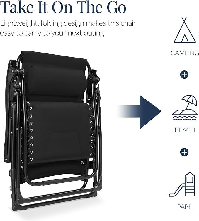 Best Choice Products Oversized Padded Zero Gravity Chair, Folding Outdoor Patio - Image 5