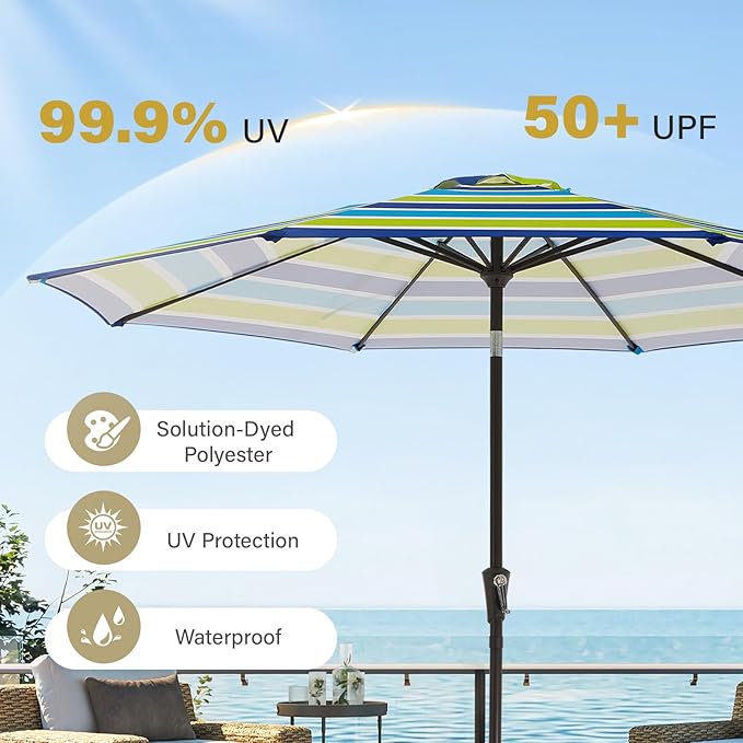 MEWAY 9ft Patio Umbrella Outdoor Table Umbrellas - Image 5