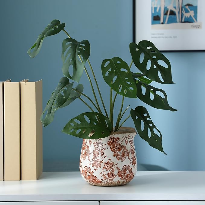 6 Inch Ceramic Plants Pots Vintage Ceramic Flower Planters Crackle Glaze Finish - Image 2