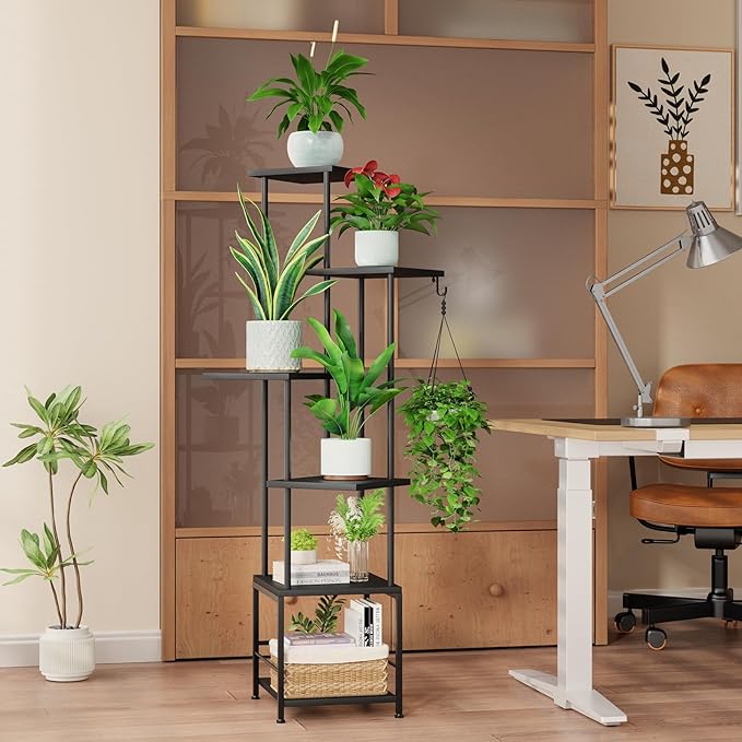 Plant Stand Indoor with Grow Light, 6-Tiered Tall Plant Stand Indoor, Metal - Image 7