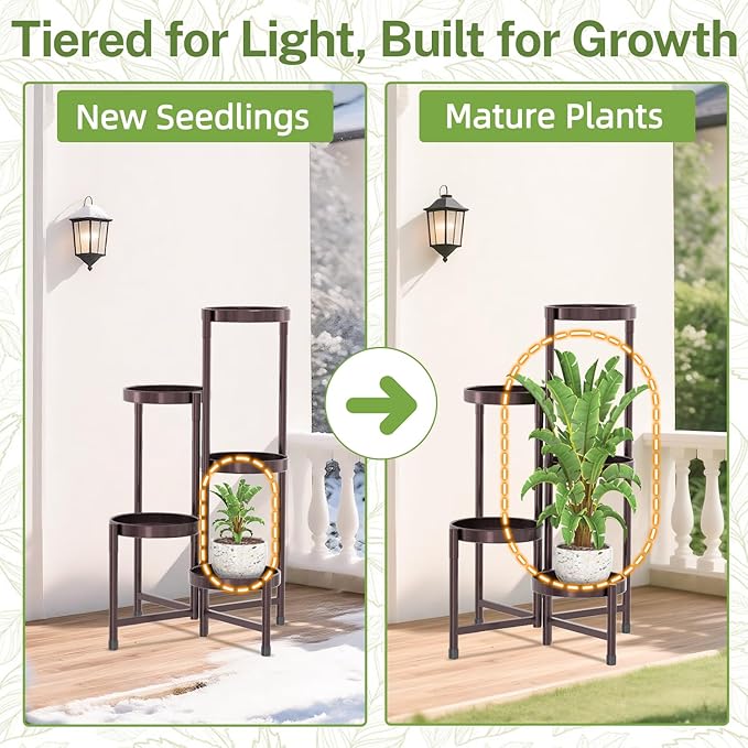 iDavosic.ly Plant Stand Indoor Outdoor, 5 Tier Corner Metal Flower Display - Image 7