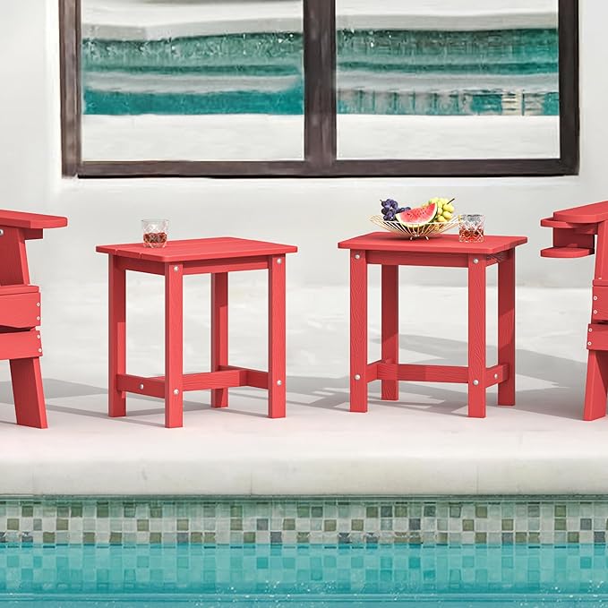 LUE BONA Outdoor Side Table, HDPS Small Outdoor Adirondack Side Tables - Image 2