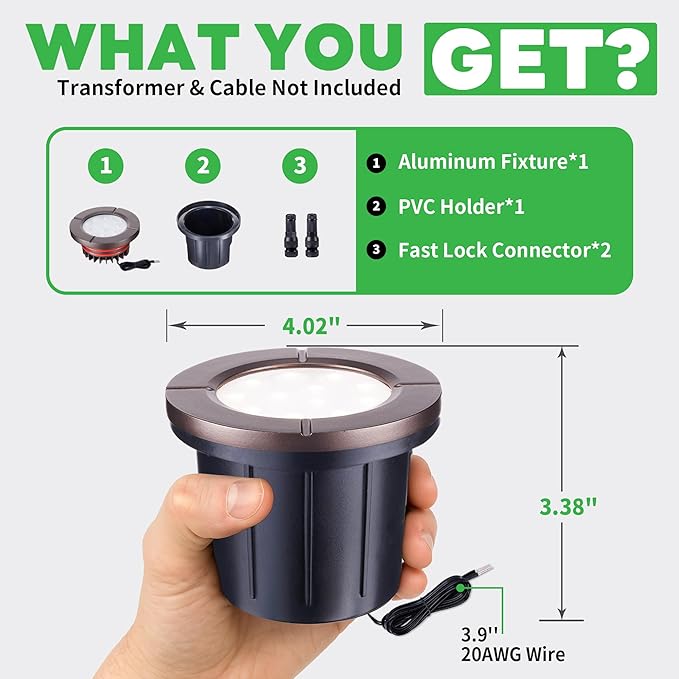LED Well Light, In Ground Landscape Lights Low Voltage Outdoor, 12V IP67 - Image 7