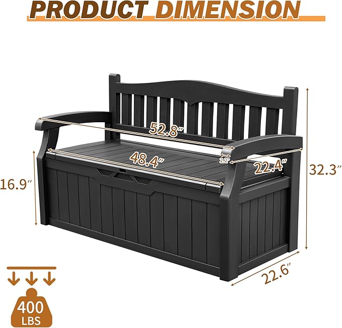 Devoko 80 Gallon Storage Bench Deck Box Lockable - Image 3