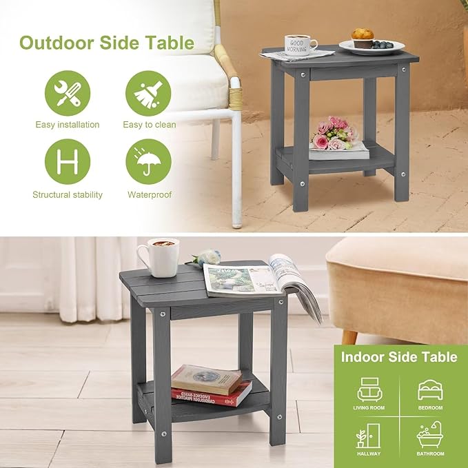 Y&M Outdoor Side Table, HIPS Adirondack Small Double Layer Table, Waterproof - Image 6