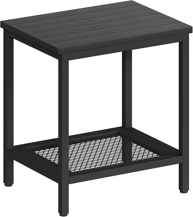 Outdoor Side Table with Storage, 2-Tier Patio End Tables Weather Resistant by Wehaveahome