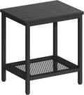 Outdoor Side Table with Storage, 2-Tier Patio End Tables Weather Resistant by Wehaveahome