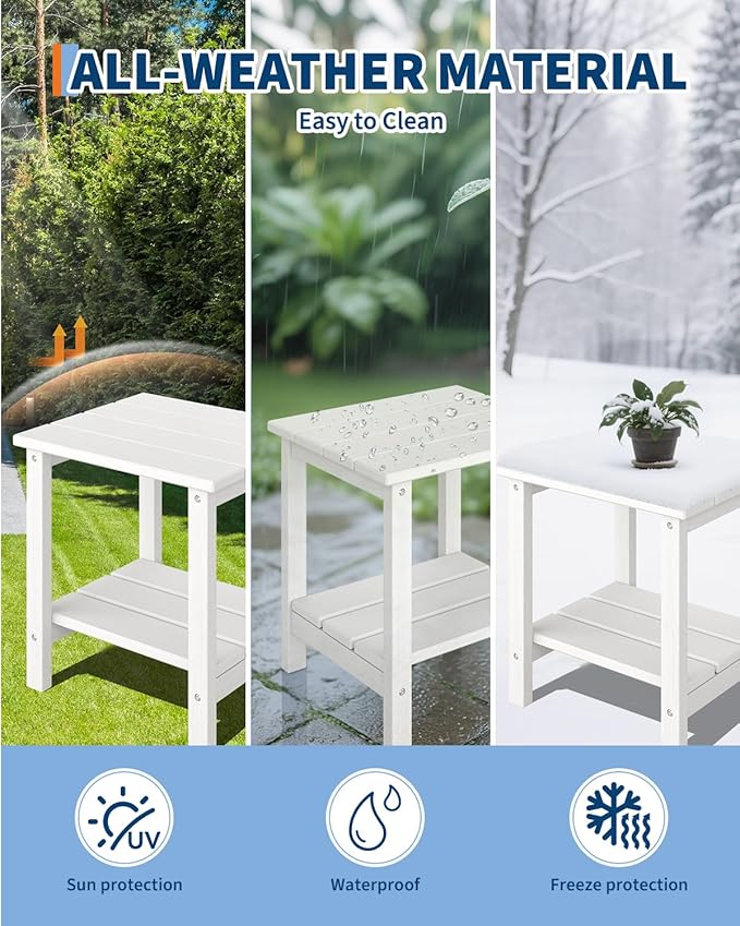 GarveeLife Outdoor Side Table 2-Tier, 18 in HDPE All Weather Resistant Patio - Image 4