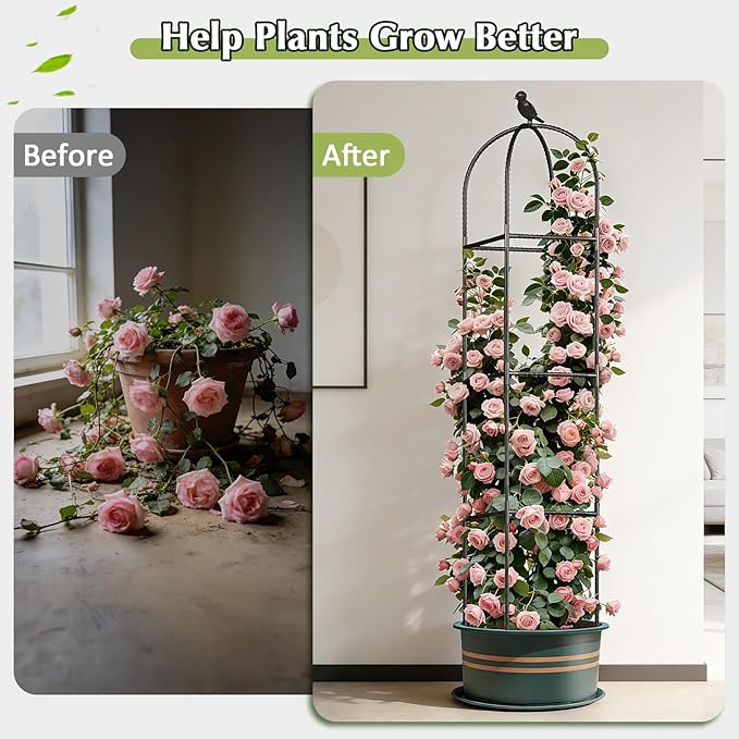 Square Tomato Cages for Garden, 6.2 FT Cucumber Trellis for Flowers, Rustproof - Image 4