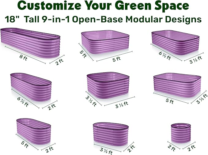 9-in-1 Galvanized Steel Raised Garden Bed // 8×2×1.5 ft Modular Planter - Image 2