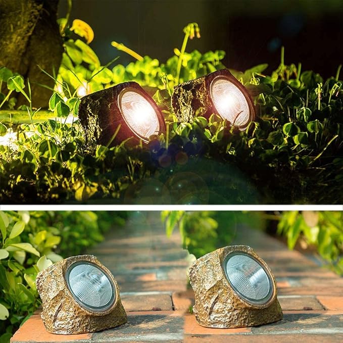 EiGreen 4 Pack Solar Garden Rock Lights Outdoor Decorative, 10 LED Waterproof - Image 3