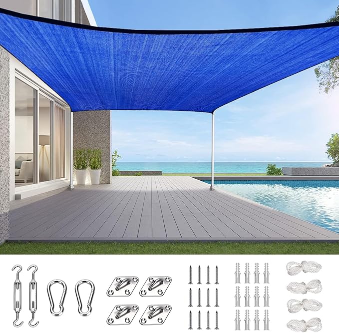 Quictent 12x16ft Rectangular Sun Shade Sail 185G HDPE Canopy 98% UV Block by QUICTENT