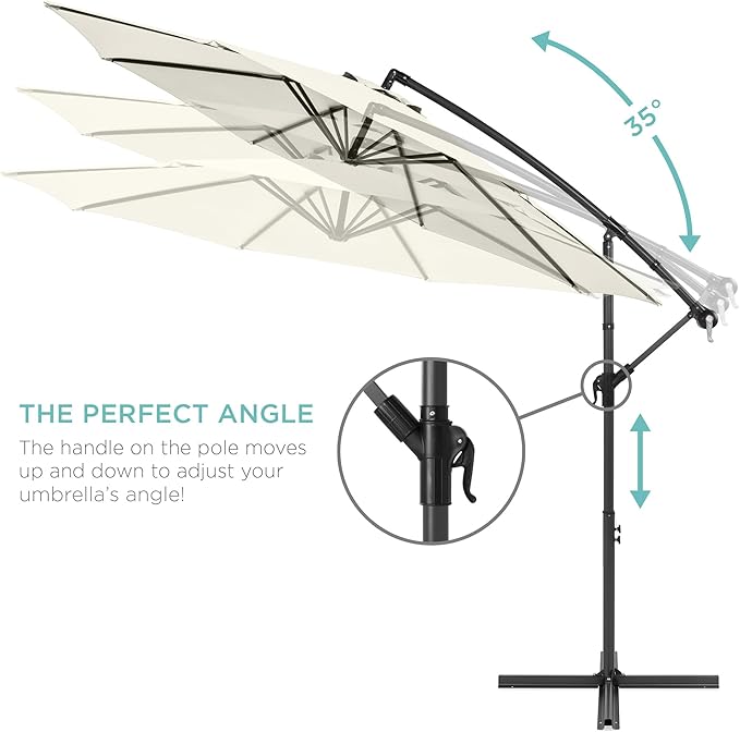 Best Choice Products 10ft Solar LED Offset Cantilever Hanging Market Patio - Image 4