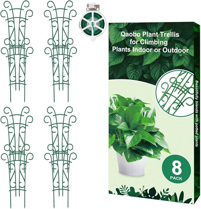 Indoor Plant Trellis for Climbing Plants, 8 Pack Garden Trellis for Potted by Qaobo