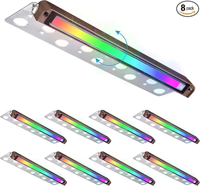 LEONLITE 8-Pack Premium Series RGB 12 Inch 5W LED Retaining Wall Lights Swivel by LEONLITE