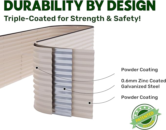 9-in-1 Galvanized Raised Garden Beds Outdoor // 8×2×2.5 ft Modular Planter - Image 4