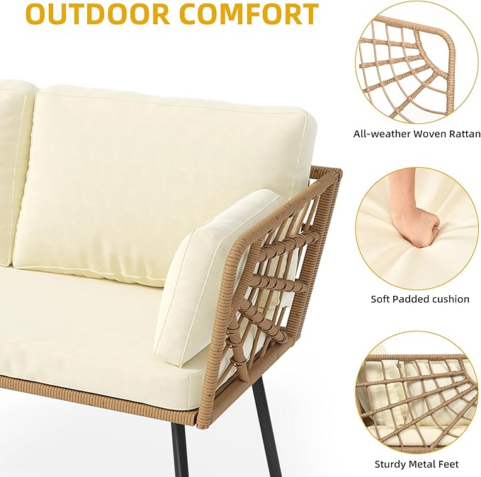 DWVO 2-Piece Patio Set, Wicker Loveseat - Image 5