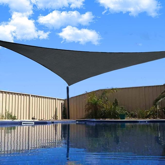 SUNLAX Sun Shade Sail 10' x 10' x 10' Dark Grey Triangle Canopy Sail Shade - Image 2
