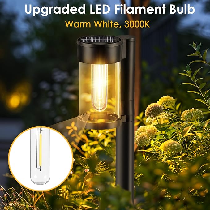 Mancra Solar Pathway Lights Outdoor, 10 Pack Metal & Glass Solar Lights Outdoor - Image 3