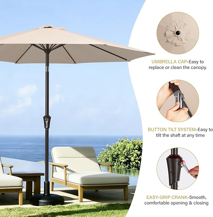 MEWAY 9ft Patio Umbrella Outdoor Table Umbrellas - Image 6