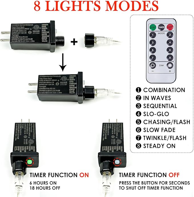 Cool White ⇋ Multicolor 66Ft 200LED Christmas Fairy Lights Plug in - Image 5