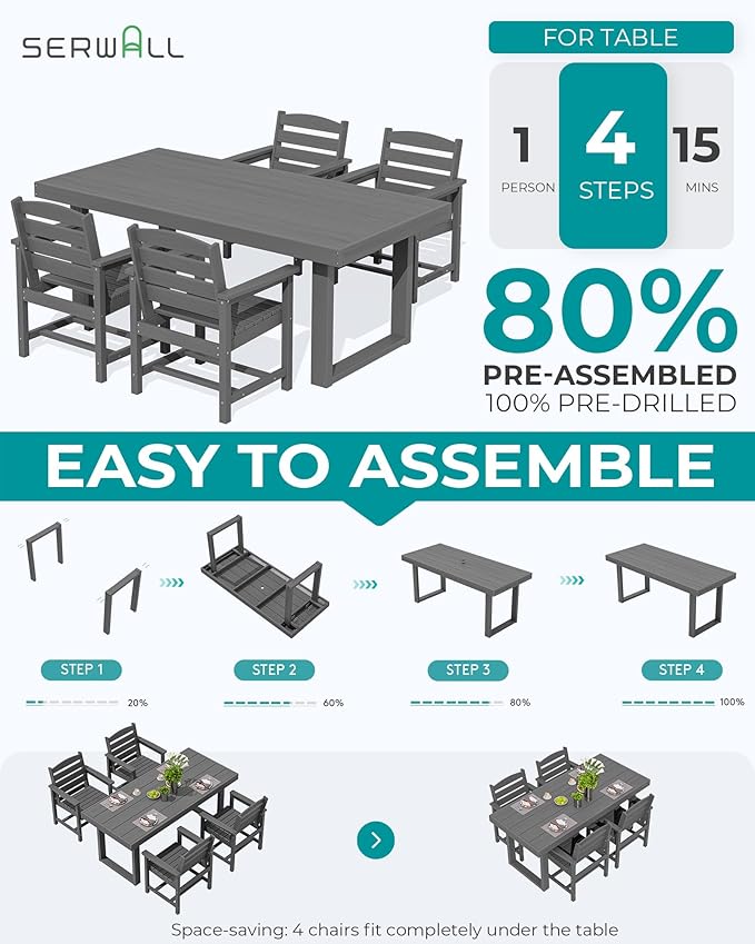 SERWALL HDPE Outdoor Dining Set - Image 6