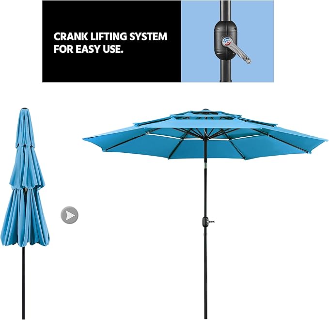 Yaheetech 3-Tier Patio Parasol 10ft Vented Outdoor Canopy Sun Shade Large - Image 7