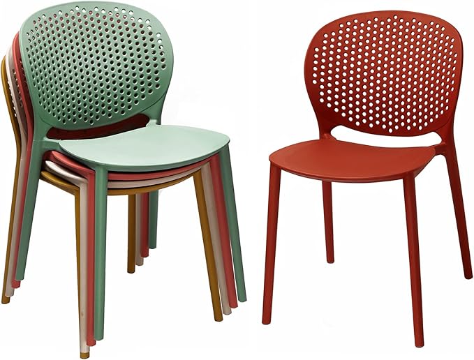 2xhome Set of 3 Patio Dining Chairs | Modern Stackable Outdoor Pool Side Chair - Image 5