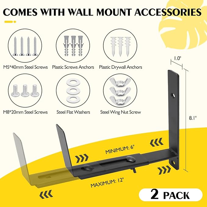 LukLoy Window Planter Box Brackets, 2 Pack Adjustable Heavy Duty Wall Mount - Image 3