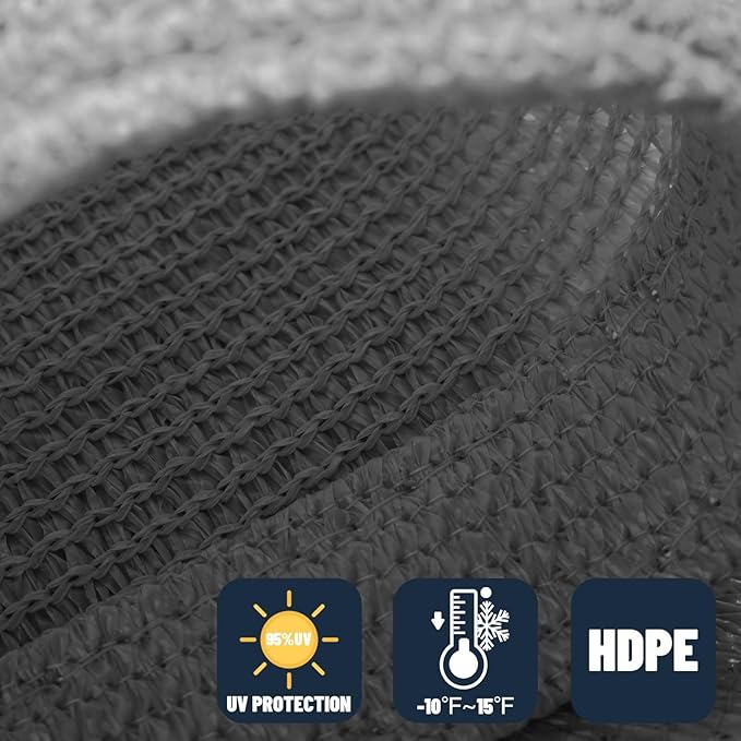 SUNNY GUARD Custom Size 11'x24' Rectangle Dark Grey UV Block Sunshade - Image 4