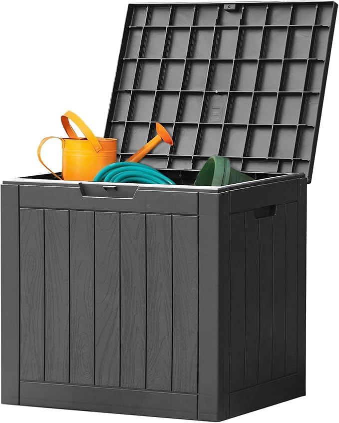 Sweetcrispy Deck Box with 31 Gallon Capacity, Weatherproof Resin Lockable by Sweetcrispy