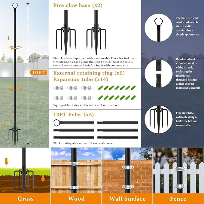 10 Pack String Light Poles, 10 Ft Light Poles - Image 4