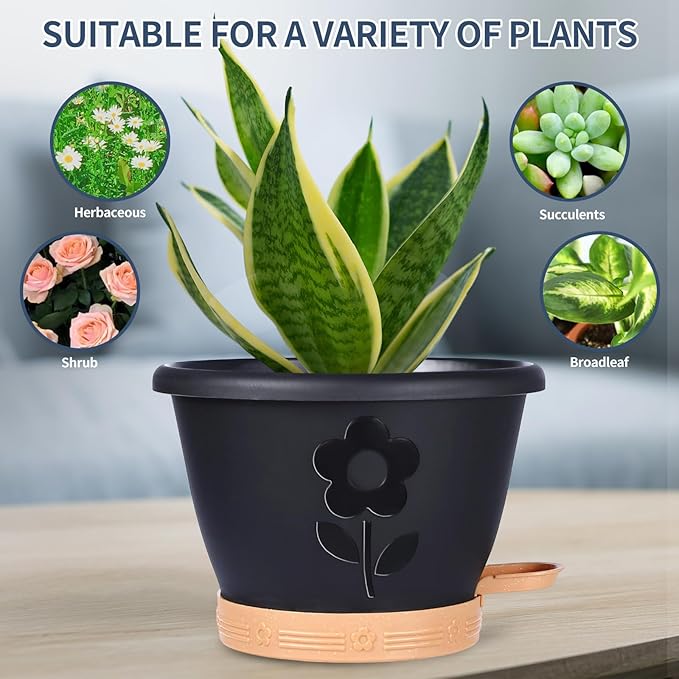Plant Pots 10 Inch Set of 4, Self Watering Pots - Image 6