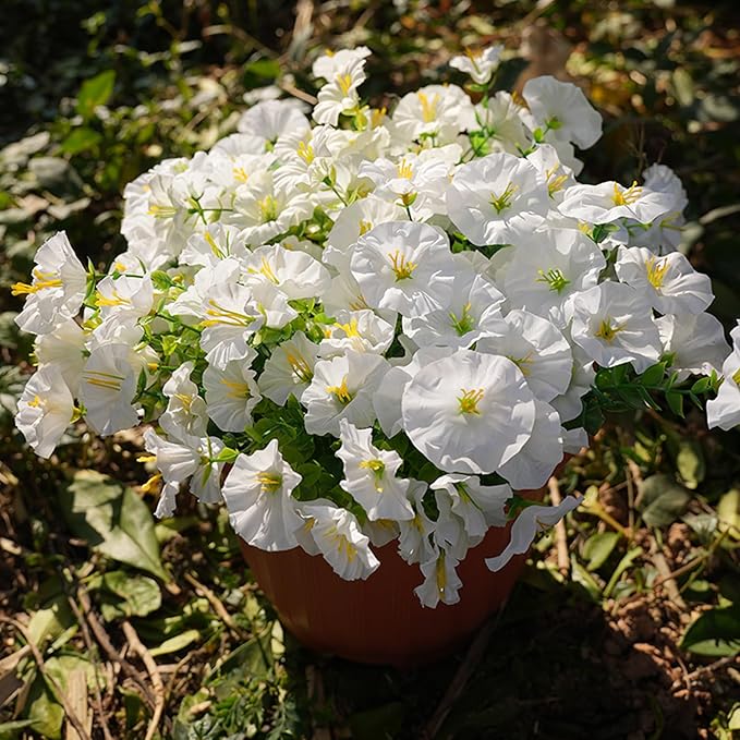 Artificial Flowers for Outdoors, UV Resistant Fake Silk Morning Glory, - Image 4