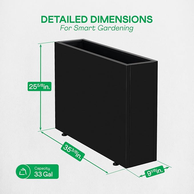 IDZO 35.4" W x 25.6" H Metal Planter Box, Privacy Trough - Image 2