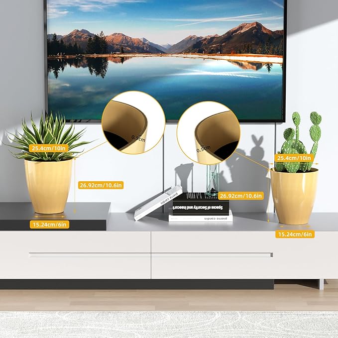 QCQHDU 10 inch Tall Planters for Indoor & Outdoor Plants, 2 Pack Sturdy - Image 6