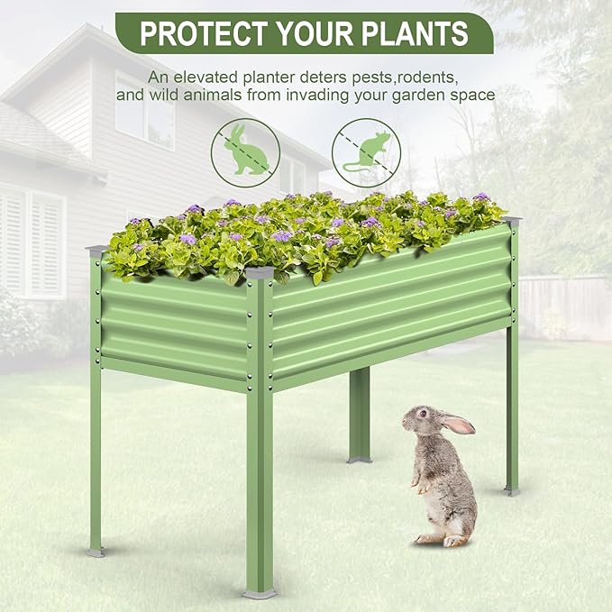 Raised Garden Bed with Legs, 48×24×32in Galvanized Raised Garden Beds Outdoor - Image 5
