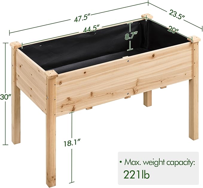Yaheetech 1pc Raised Garden Bed 48x24x30in Elevated Wooden Horticulture Planter - Image 2