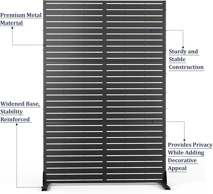 Metal Privacy Screen with Stand 72" H×47" W Outdoor Freestanding Privacy Screen - Image 3