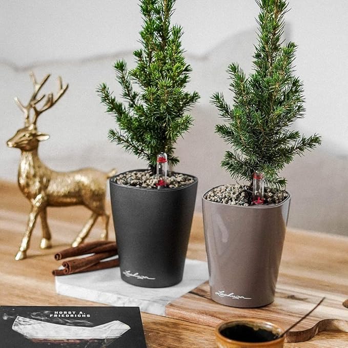 Lechuza MINI-DELTINI Shiny Taupe High Gloss, Self-Watering Small Indoor Planter - Image 9