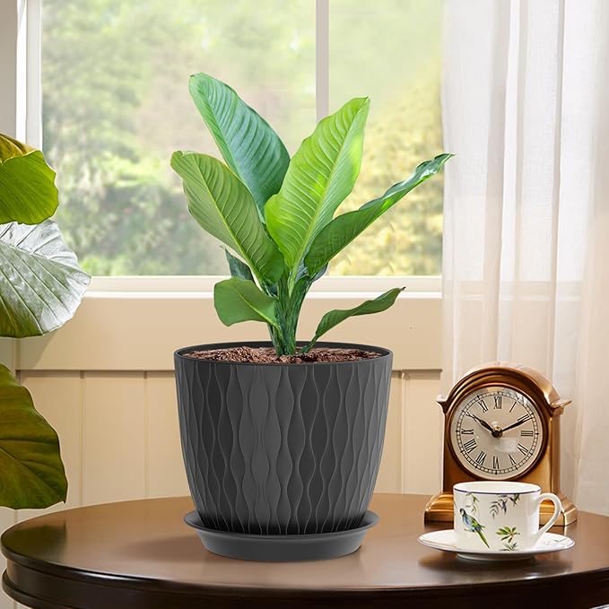 7 inch Plant Pots, 5 Pack Flower Pots - Image 5