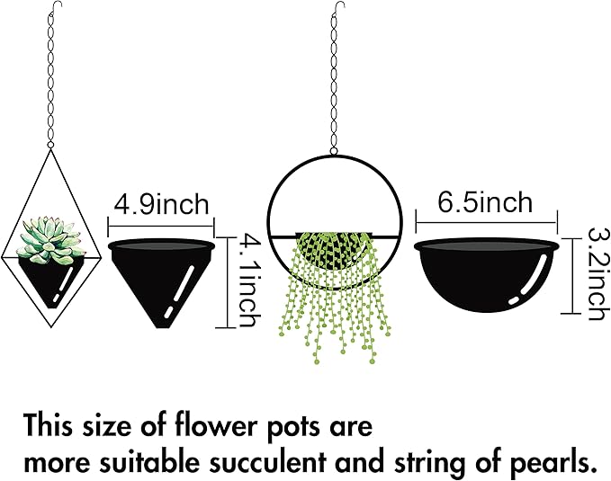 Metal Hanging Planters, Modern Plant Hanger - Image 3