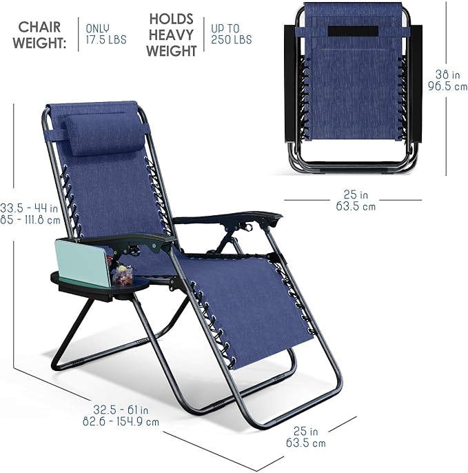 Nestl Zero Gravity Chairs Set of 6, Patio Lounge Chair Outdoor - Image 3